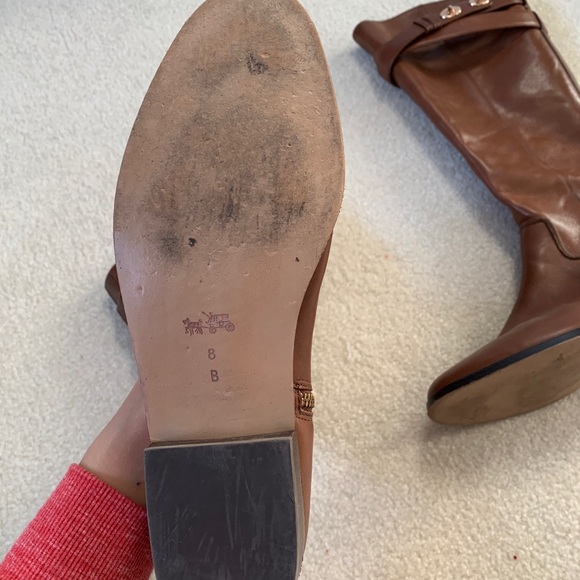 Coach Cognac Riding Boots with Gold Buckles - Picture 2 of 4